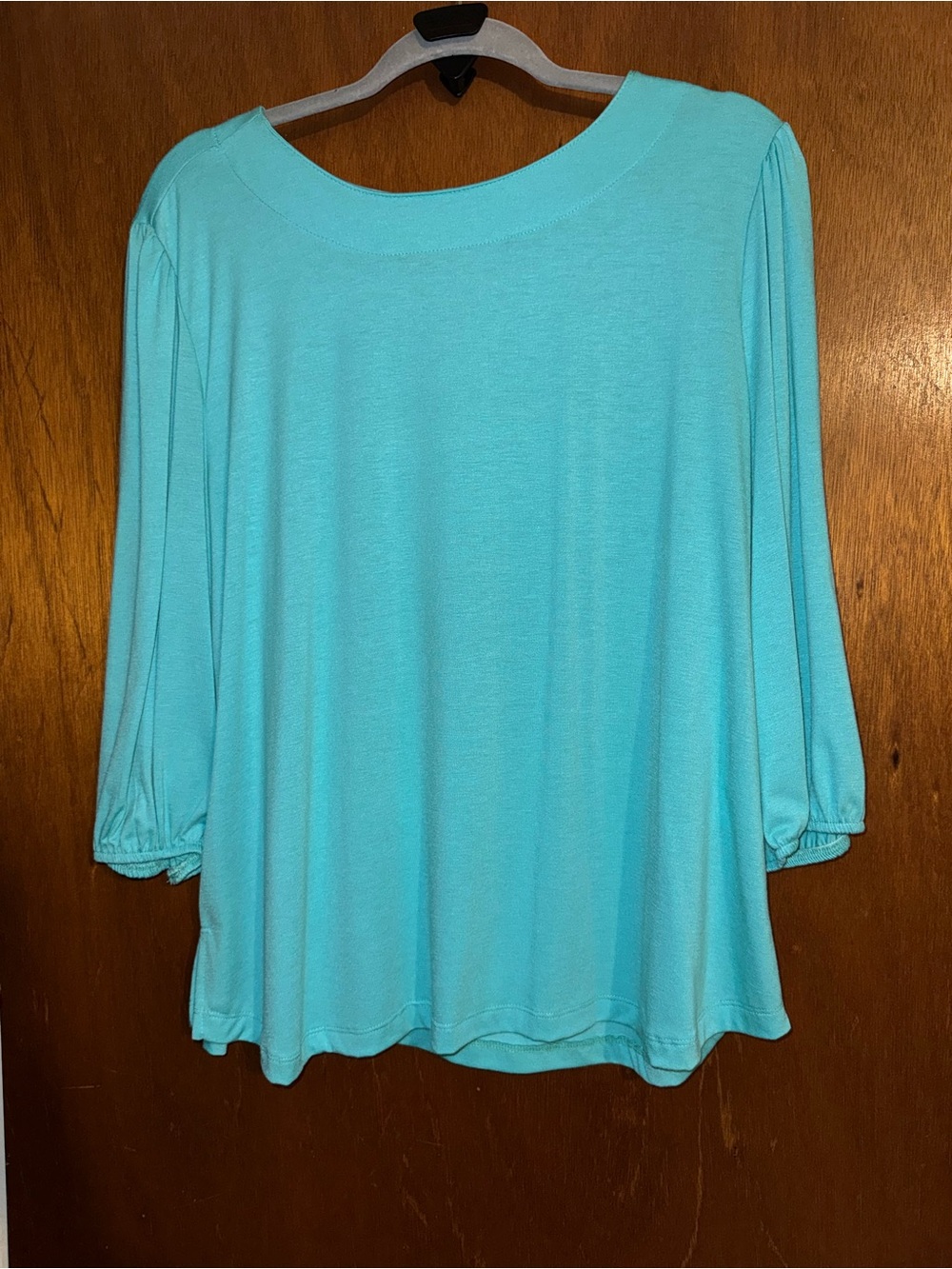 Women’s Light Teal Boatneck 3/4 Sleeve Top